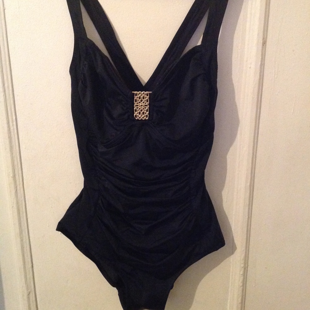 Avenue black criss cross back swimsuit